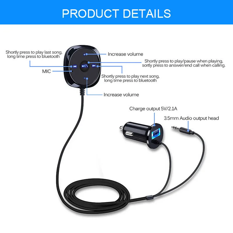 Комплект беспроводной связи Bluetooth для автомобиля MP3 плеер 3 5 мм AUX аудио A2DP