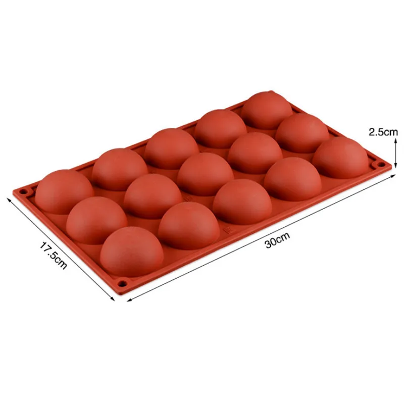

15 cavity 3D Semi Sphere Half Round Silicone Bakeware Candy Mold Cookie Chocolate Muffin Teacake Fondant Tray