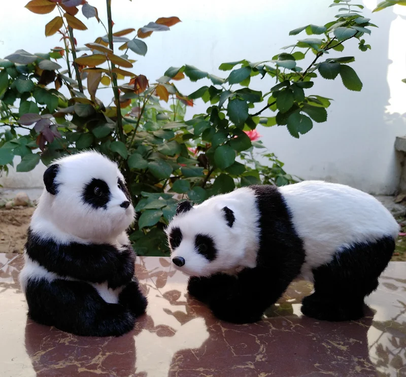 simulation panda hard model polyethylene&ampfurs standing and sitting pandas one lot/ 2 pcs prop home decoration gift s2275 | Игрушки и