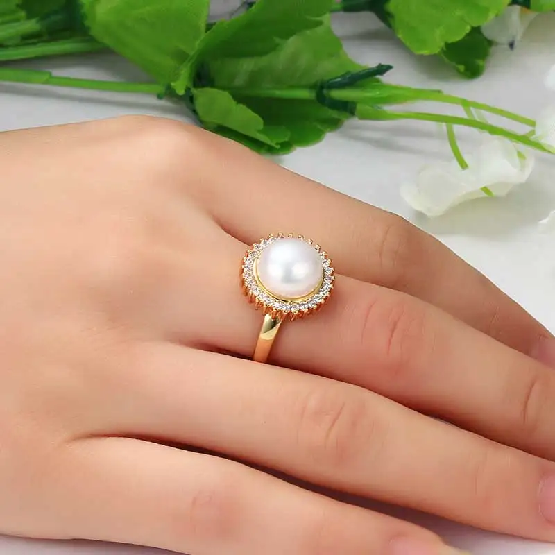 HENGSHENG 2019 Classic Royal Natural Pearl Ring Fashion Flexible Engagement Wedding Jewelry For Women Charms 10-10.5MM | Украшения и