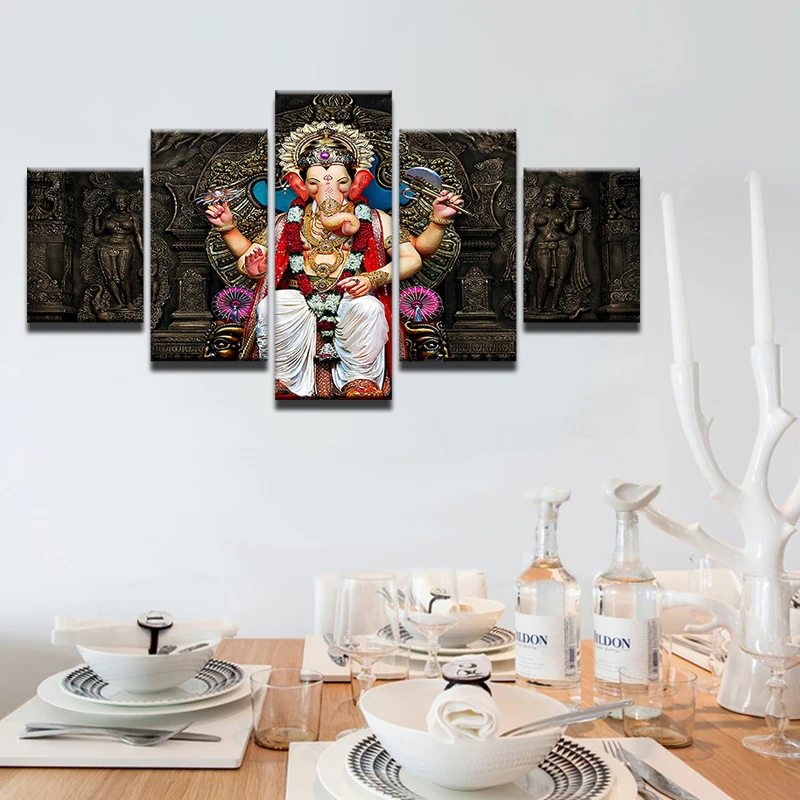 Модульная картина из 5 предметов Тибетский буддизм Ганеш Абстрактная Картина на