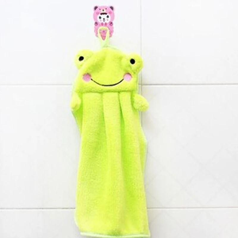 green frog Мягкое бархатное полотенце кораллового цвета с рисунком животных; милое детское полотенце для детской комнаты; полотенце для рук; кухонное полотенце; детское полотенце для купания - Цвет: green frog