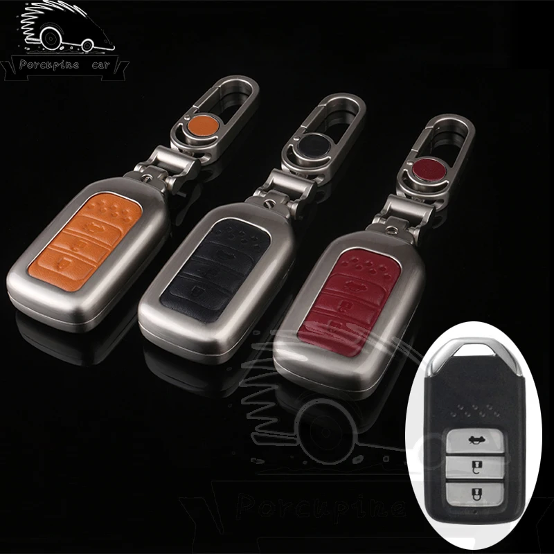 3 Buttons Remote Cover Zinc alloy Leather Key Case Fit For Honda Accord CR-V City Car Styling | Автомобили и мотоциклы