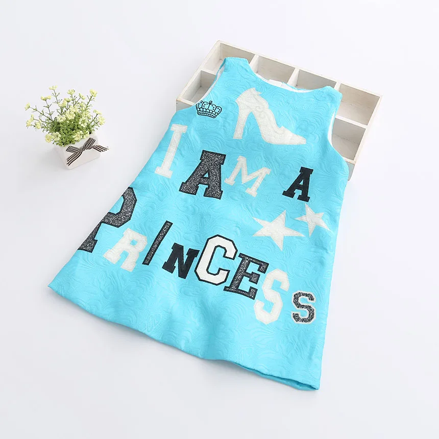 Toddler Girl Fashion Dresses Spring Autumn Little Party Dress Princess Letter Print For Kids Sky Blue Clothing | Детская одежда и