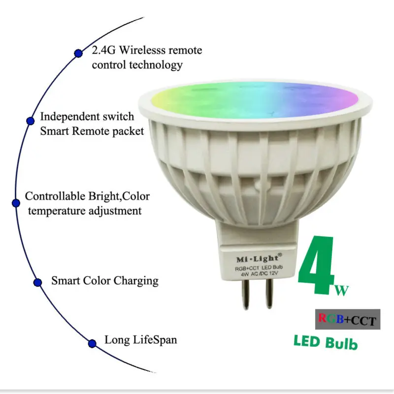 4 Вт Mi светильник светодиодный лампы лампа с регулируемой яркостью MR16 RGB CCT (2700 6500 K)
