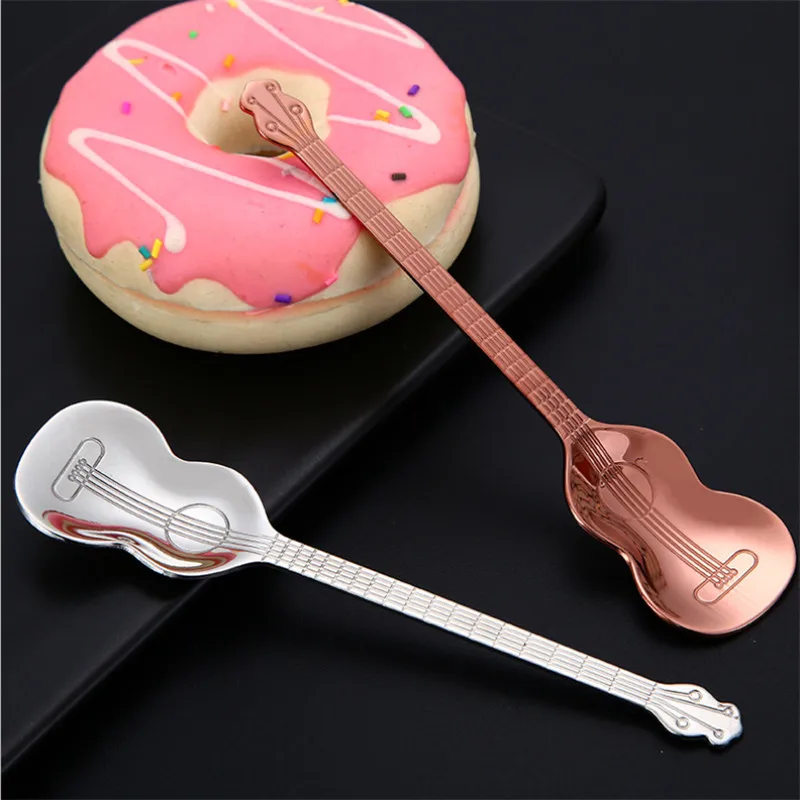 Кофейная ложка из нержавеющей стали в форме гитары чайная для мороженого и