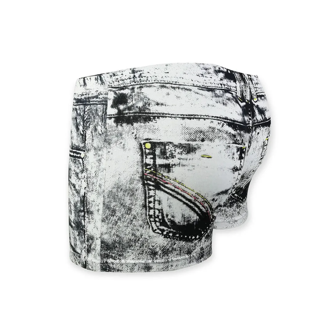 Fashion Men's Boxer Sexy Denim Printed Dollar Pocket Shorts Pants Underpants Male Panties Tрусы Mужские | Мужская одежда