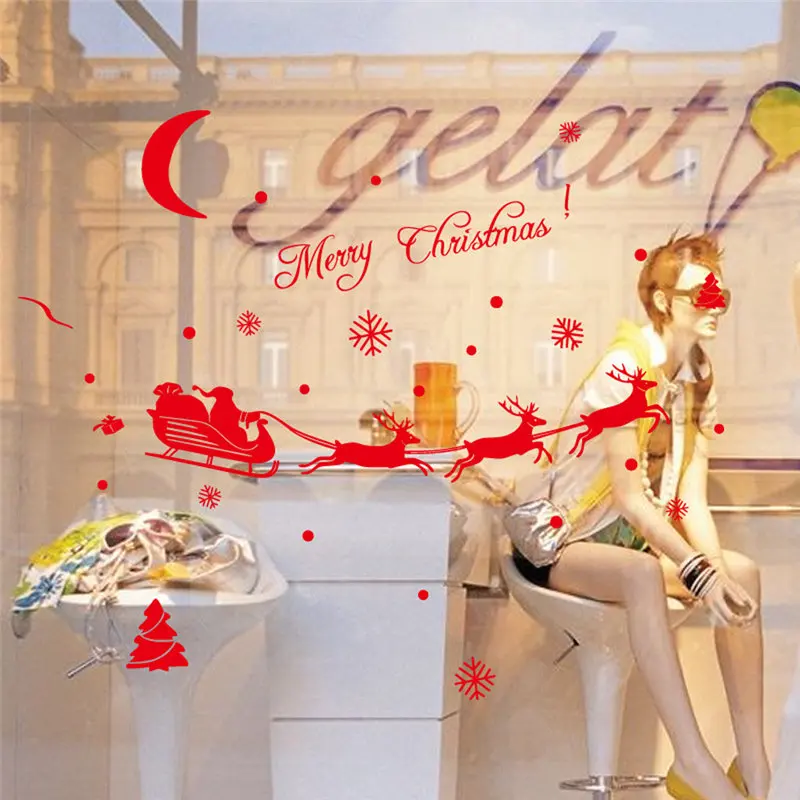 Лучшие Продажи Снежинка Олень Рождество Витрина Стекло Украшения Стикер Стены