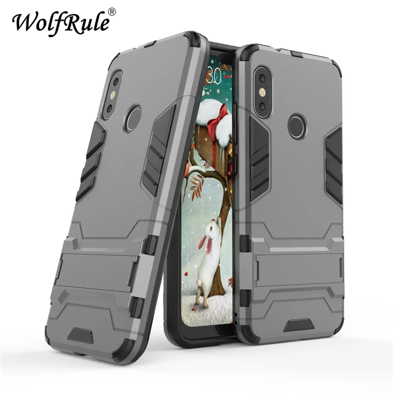 Чехол wolfrole для Xiaomi Redmi 6 Pro резиновый + жесткий пластиковый чехол с подставкой Fundas Mi