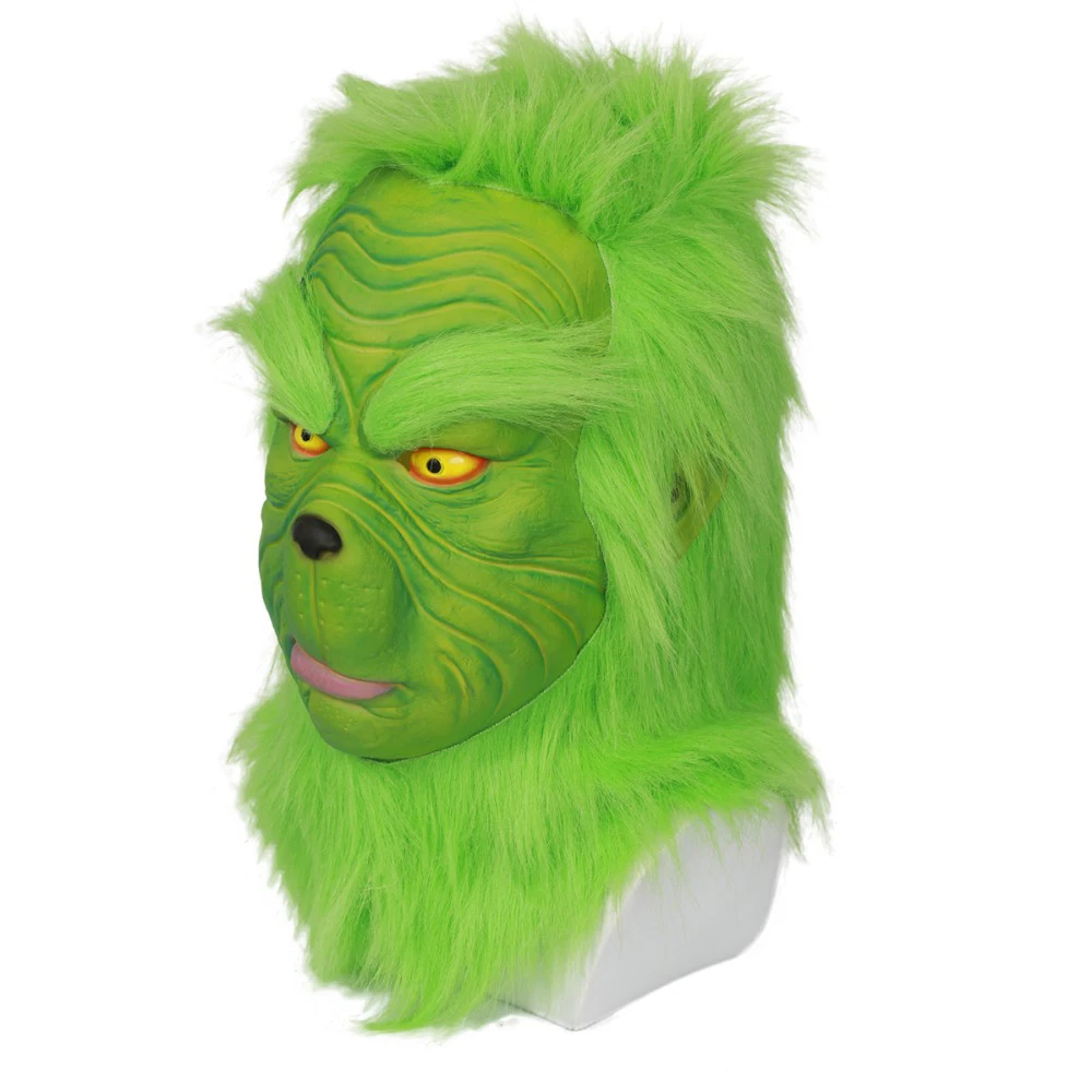 Как Grinch украла Рождество зеленая маска шлем фильм аксессуары для косплея