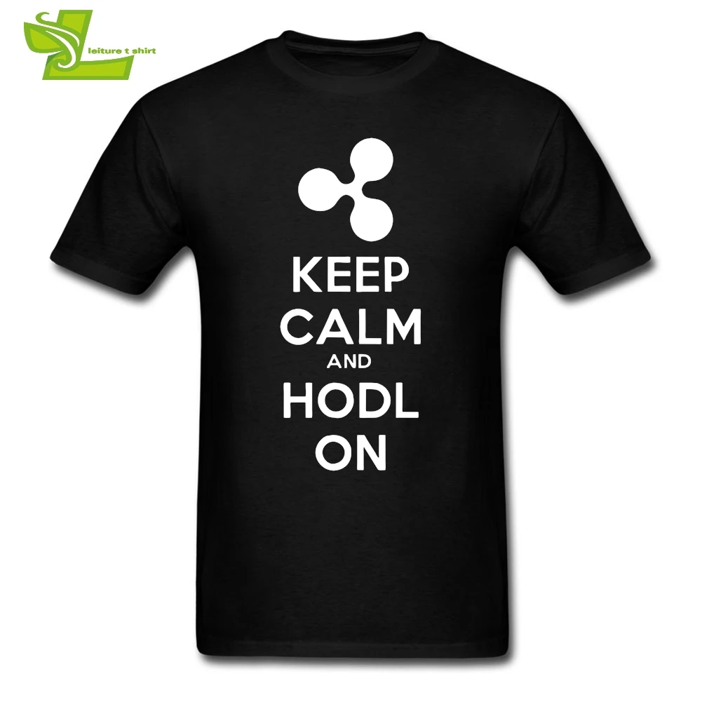Графический Тройник рябь Keep Calm and Hodl на криптовалюте футболки мужская с круглым
