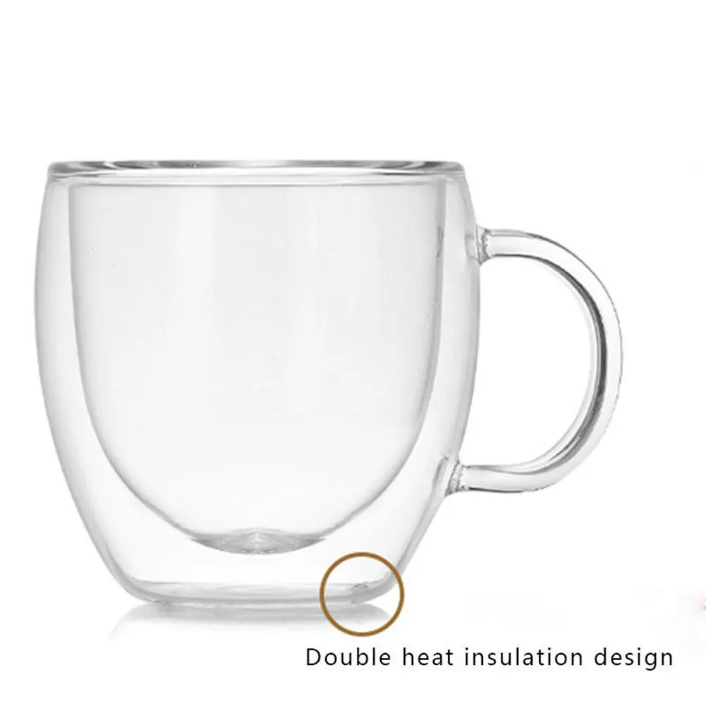 Heat Resistant Double Wall Glass Thermos Milk Coffee Tea Wine Glasses