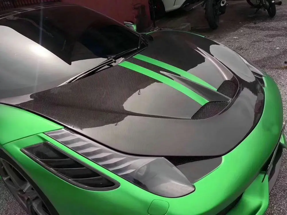 Для Ferrari 458 капот из углеродного волокна капот декоративный авто передний бампер, капот крышка двигателя 458 кузова капот