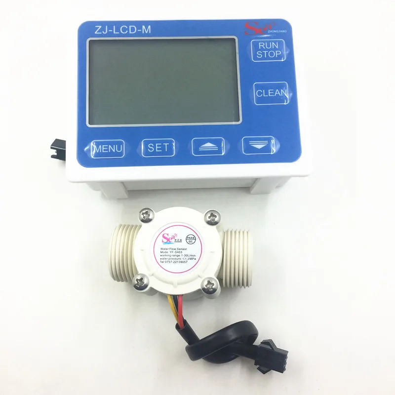 

Flow Meter Ssensor Water Fuel Flowmeter Counter Indicator Swimming Pool 1-30L/Min G3/4 DN20 + LCD flow controller