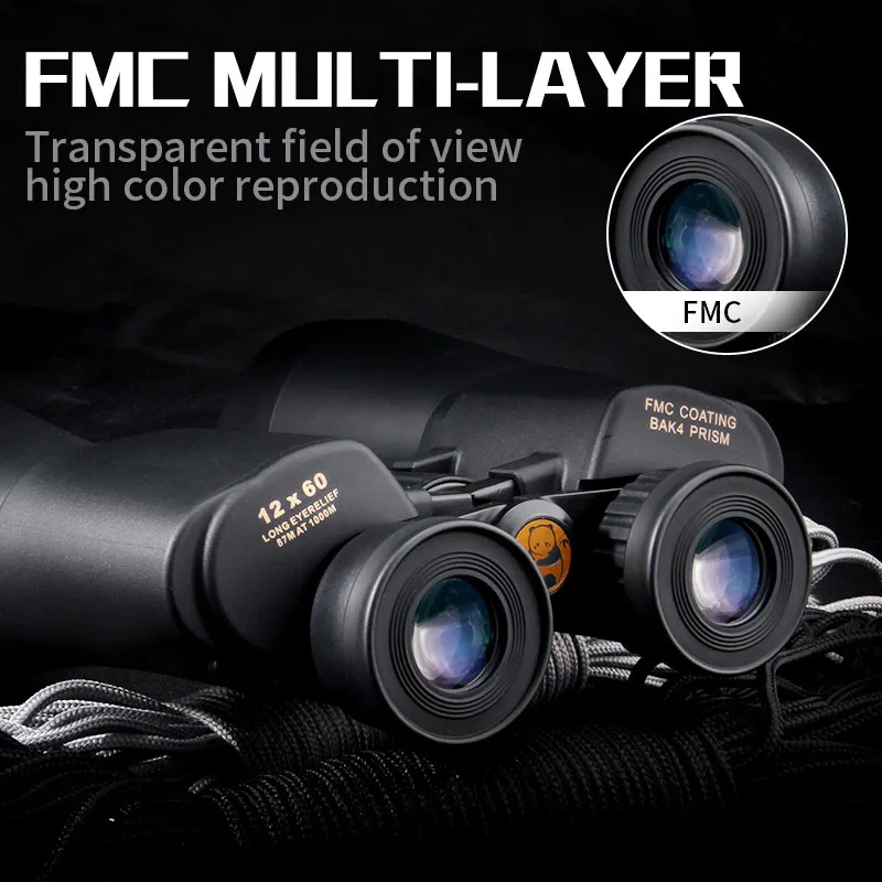 12X60 PANDA Professional Binoculars Telescope Glasses Night Vision For Outdoor Bird Watching Sports Travelling Hunting Camping |