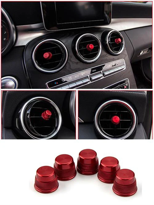 Red Автомобиль-Стайлинг розетки кольцо украшения кондиционер Вентс отделка Наклейки Обложка для Mercedes Benz C Class W205 GLC 180 200 260 - Название цвета: Red