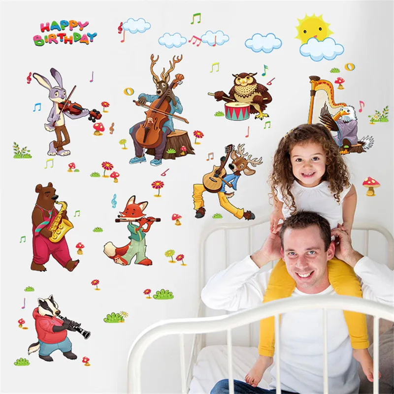 Наклейка на стену с изображением животных день рождения|animal wall stickers|wall stickerwall art