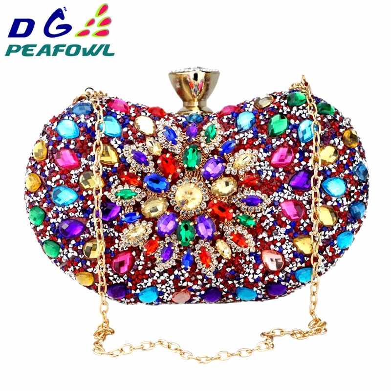 DG PEAFOWL 5 цветов с двумя боковыми роскошными кристаллами цветочный клатч Сумка