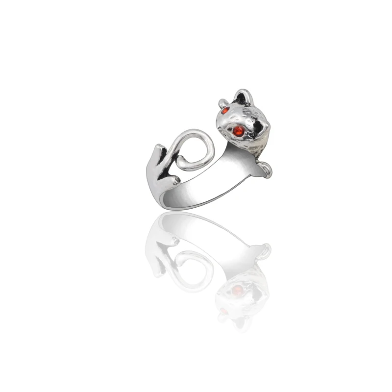 Red-eyed cat Мужские кольца в стиле панк, ретро, персональные, с изображением животных, кошек, следов, лосей, вечерние, хип-хоп, для мужчин и женщин, можно регулировать, повседневные ювелирные изделия, подарок - Цвет основного камня: Red-eyed cat