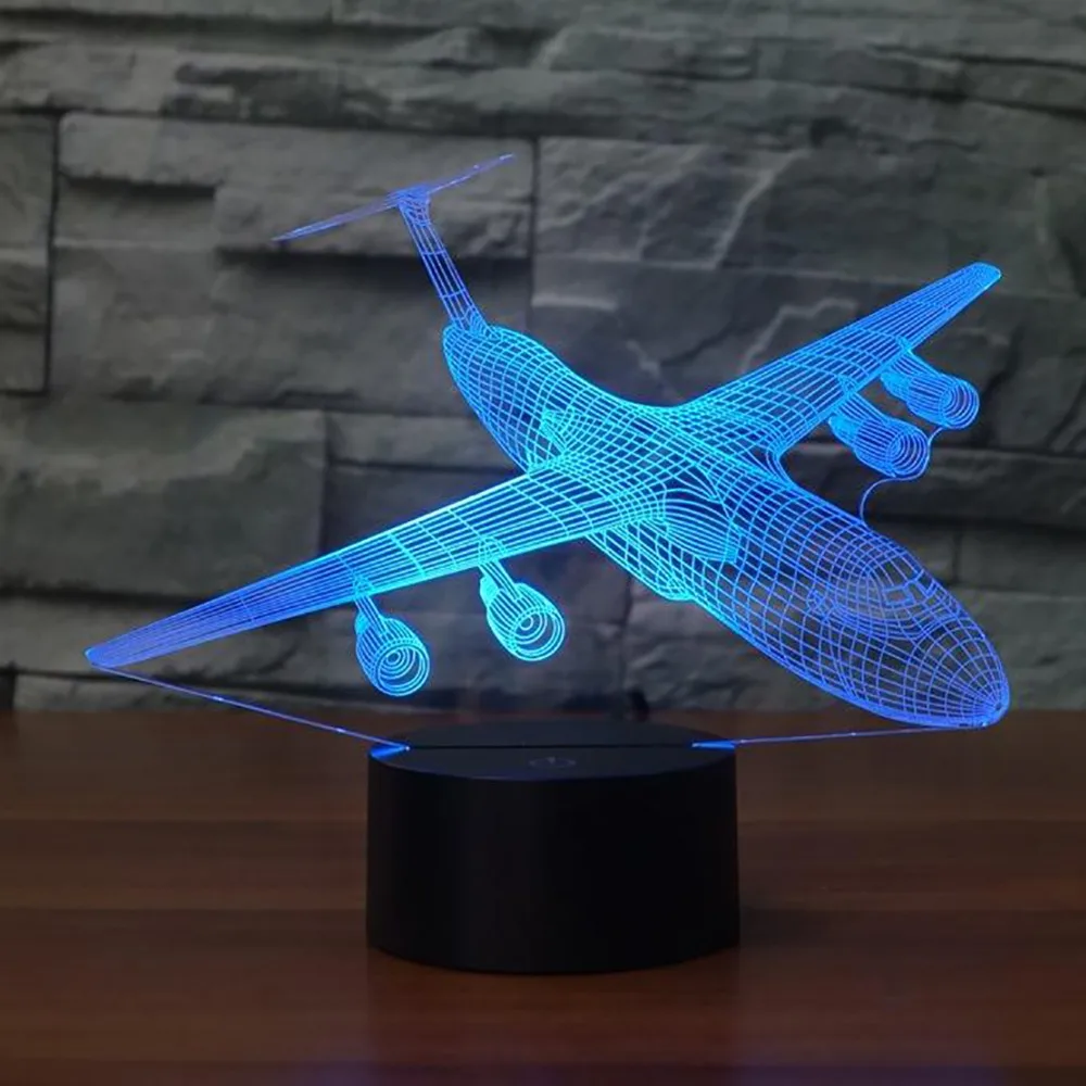 7 цветов, меняющий USB, Детский Светильник для сна, самолет, 3D ночник, светильник светодиодный, Воздушный самолет, настольная лампа, прикроватный Декор для спальни, рождественские подарки для детей