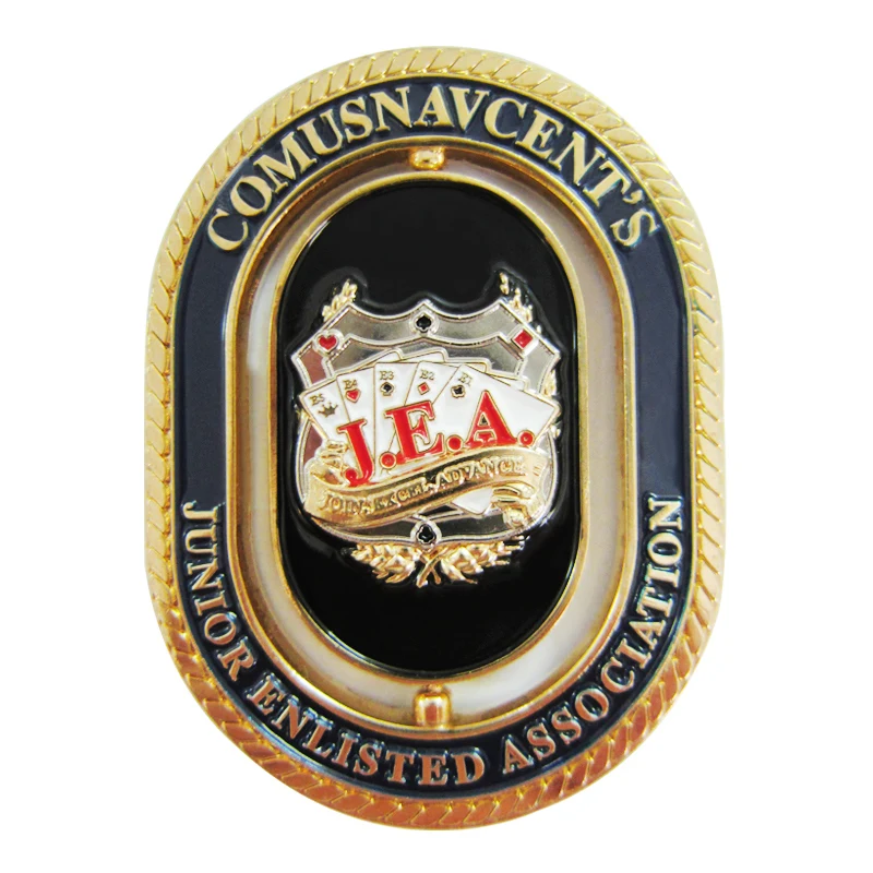 

Cheap oval middle hollow coin environmentally friendly 3D engraving plating coin