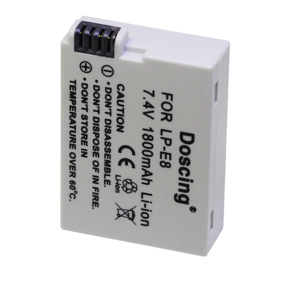 Doscing 4 pcs 1800mAH LP-E8 LP E8 LPE8 Rechargeable Batteries for Canon 550D 600D 50D 700D Battery | Электроника