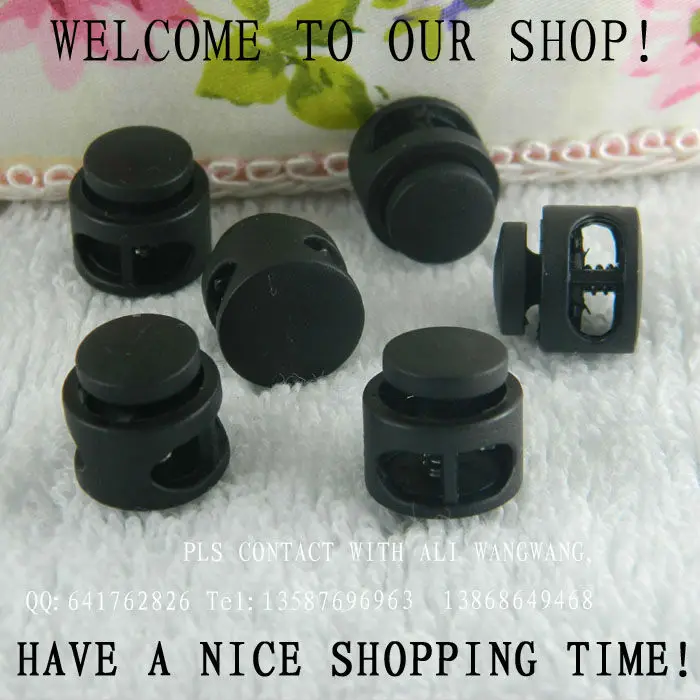 Бесплатная доставка 2 отверстия Горячая продажа нейлоновый шнур замок большой размер черный круглый Пробка