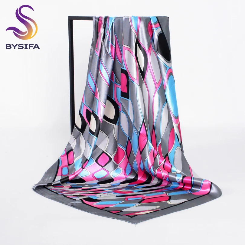

Шарф Шелковый женский BYSIFA, большой квадратный, 90 х90 см, весна-осень