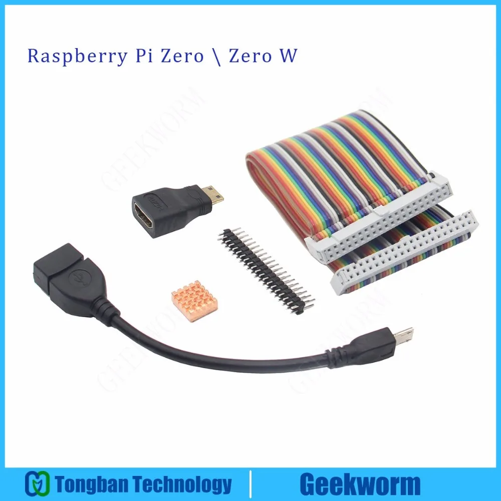 Geekworm Raspberry Pi Zero W GPIO кабель + USB OTG мини Hdmi адаптер 2x20 контактный штекер медный