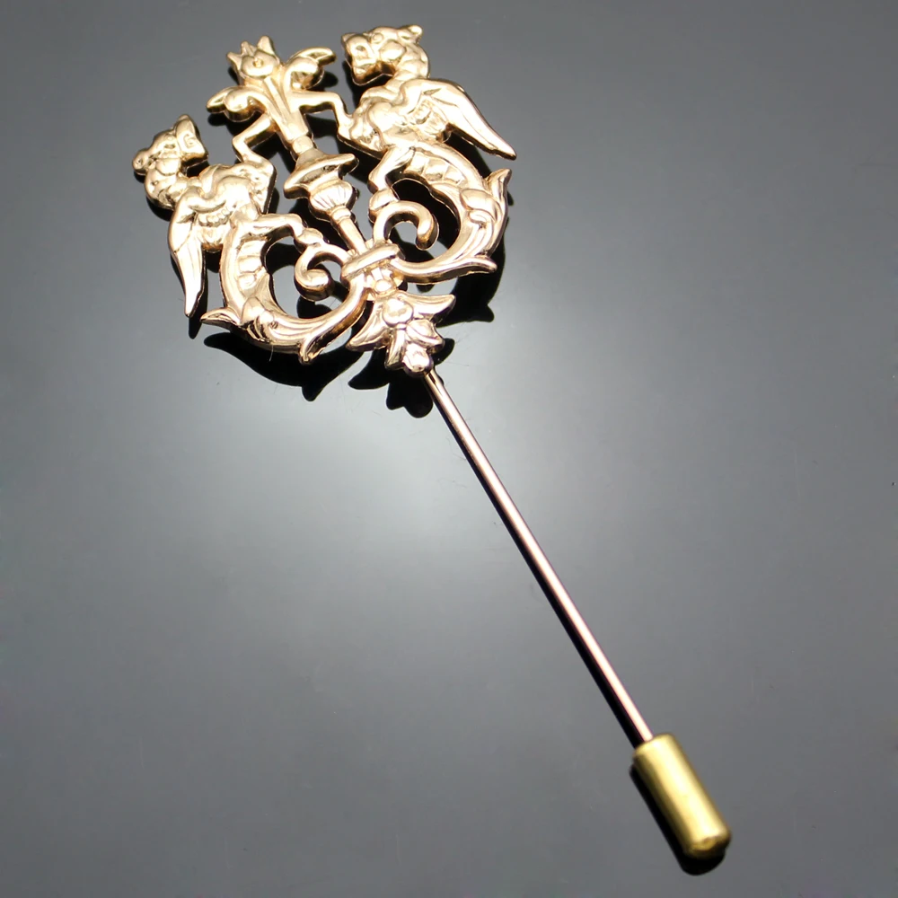 Унисекс золотой двойной обруч с крыльями льва Корона отворот палка булавка