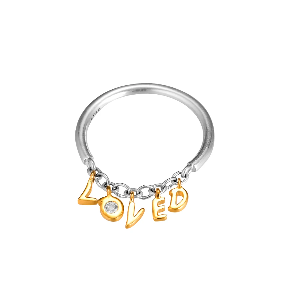 

CKK Silver 925 Jewelry Loved Script Rings Shine Charms For Women Fashion Anniversary Gift Sterling Silver Original Ring