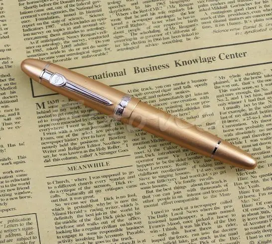 Gold Горячая Роскошная сталь Jinhao 159 синяя и Серебряная отделка Средний Перьевая ручка цветные ручки - Цвет: Gold