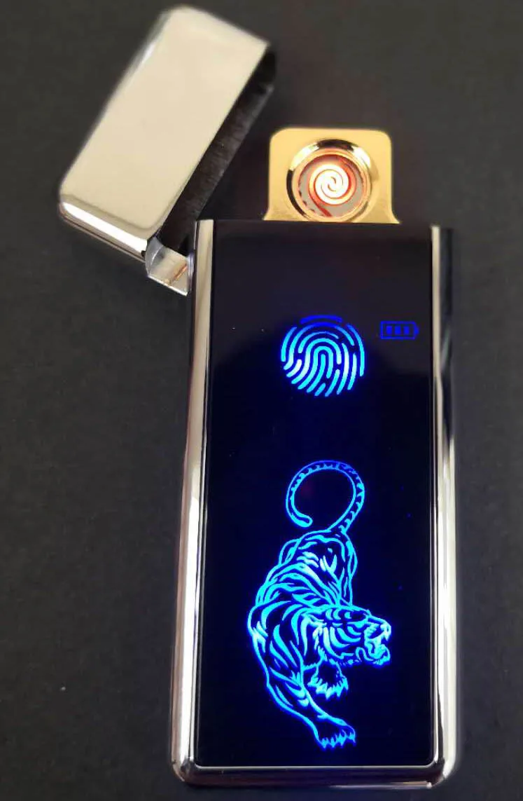 Электронная USB Зажигалка для сигарет для курения Turbo Tugsten полноэкранная перезаряжаемая WilndProof - Цвет: silver tiger