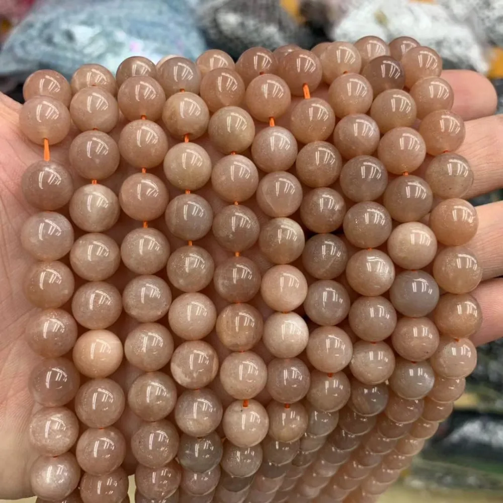 Круглые бусины из солнечного камня, натуральные бусины из драгоценных камней DIY, свободные бусины для изготовления ювелирных изделий, прядь 15 дюймов