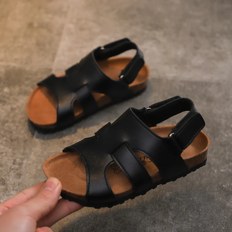 Детские шлепанцы на пробковой подошве дышащие Нескользящие сандалии для