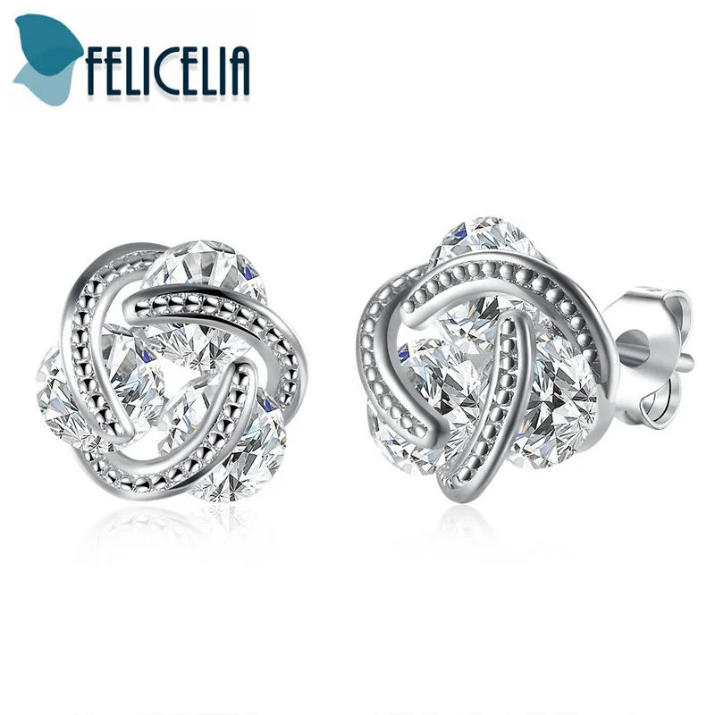 Модные Серебристые/золотистые/розовые золотистые серьги Felicia с кубическим