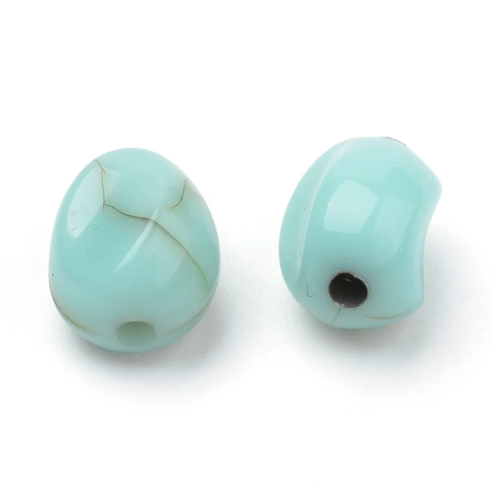 

8.5x6.5x5.5mm Crackle Acrylic DIY Beads, ImitationTurquoiseGemstone, Bean Shape, PaleTurquoise, Hole: 1mm; about 2380pcs/500g