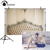 allenjoy new baby family photo backdrop ivory headboard fashion classic damask bed vintage photograph prop photocall background