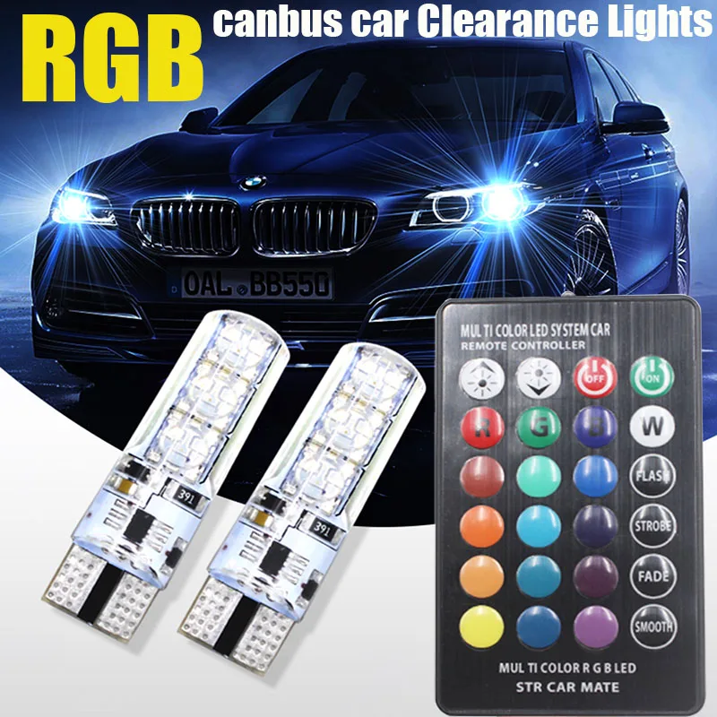 100 компл. Canbus T10 RGB светильник 6 SMD 194 W5W цветной светодиодный Лампа для салона