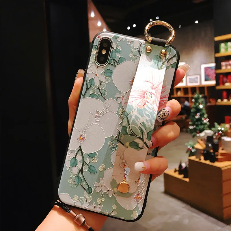 Чехол для телефона с ремешком на запястье iphone 7 8 6 6s plus чехол X Xs max XR мягкий из ТПУ