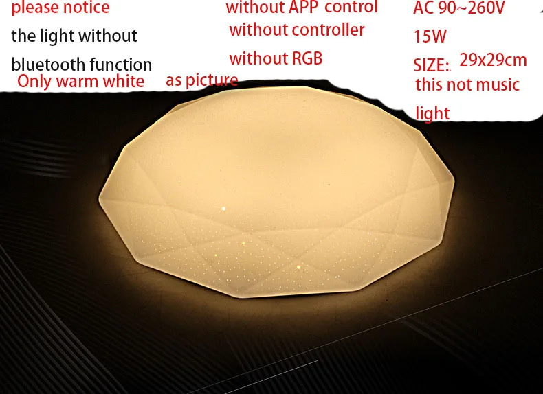 15W WARM WHITE Современный 24 Вт 36 Вт светодиодный потолочный светильник музыкальная игра приспособление Bluetooth динамик приложение управление умное освещение для домашней вечеринки Lampara Techo - Цвет корпуса: 15W WARM WHITE