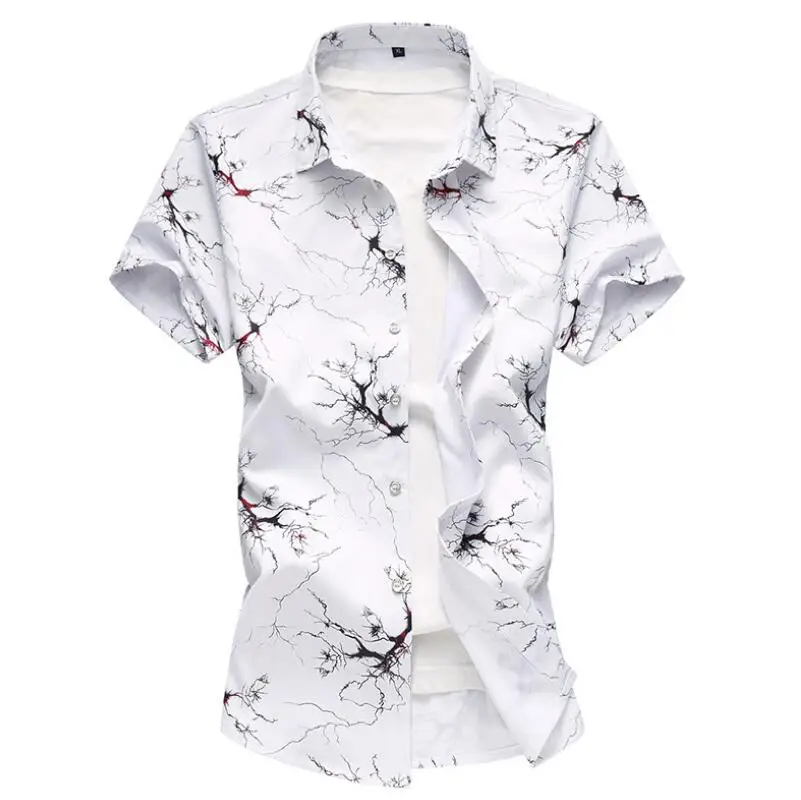 M 7XL Мужская гавайская рубашка 2018 мужской Повседневное Camisa Masculina печатных Пляжные