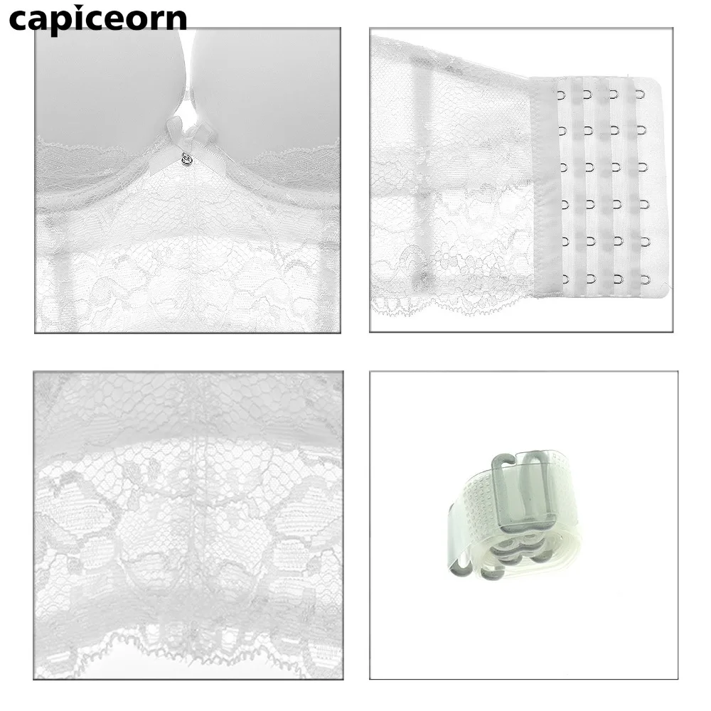 Вечернее женское белье без бретелек кружевной нескользящий бюстгальтер набор