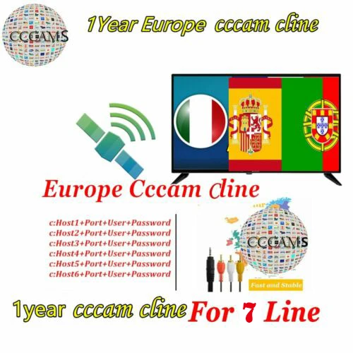 2019 stabile Cccams linee di 1 Anno per L'europa ccam Spagna Portogallo Germania Polonia Italia TV satelliitare ricevitore|Спутниковое