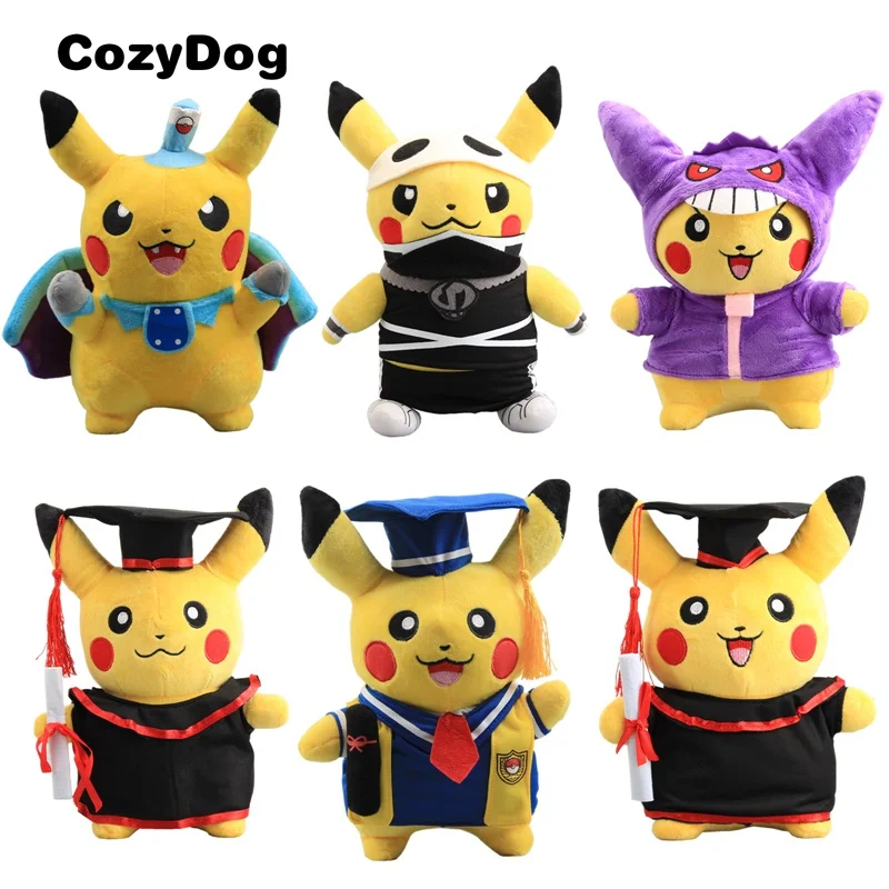 6 стилей 27 см косплей Пикачу плюшевая игрушка чучела Gengar Golbat Doctor Костюм Кукла Пикачу подарки на выпускной высокое качество NWT