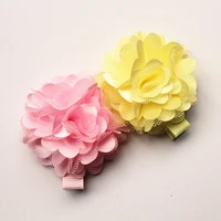 24pclot cute floral gauze hair clips lovely kids hairpin chiffon felt flower girls new arrival barrettes free shipping