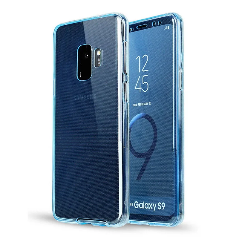Blue 360 полный охват передний, Задний защитный мягкий чехол для samsung Примечание 10 Pro 9 S10 S9 S8 плюс A7 A6 A8 A9 J4 J6 Prime A50 A70 - Цвет: Blue