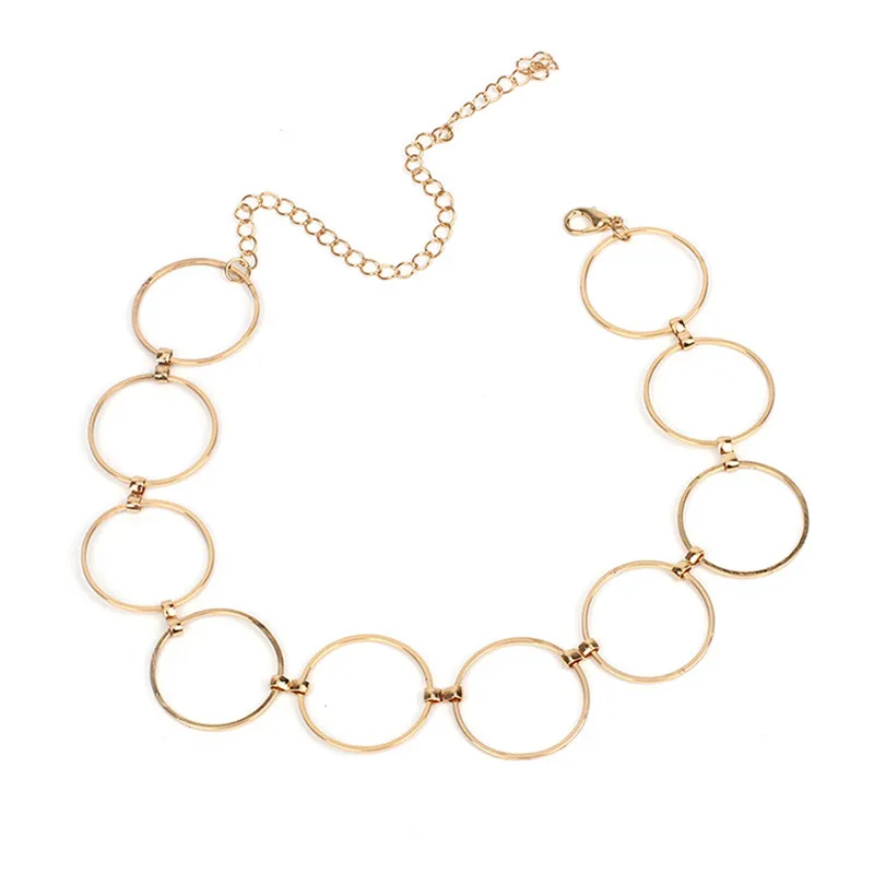 

2019 Stylish Style Women Girls Choker Gift Silver Gold Color Punk Simple Metal O Chain Choker Necklace