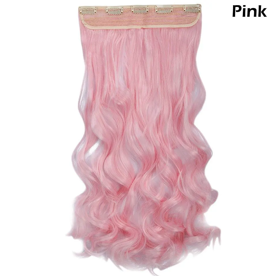 pink SNOILITE, 24 дюйма, синтетические кудрявые длинные волосы на заколках, цельные волосы для наращивания, наполовину полные волосы, черные, коричневые, красные волосы для женщин - Цвет: pink