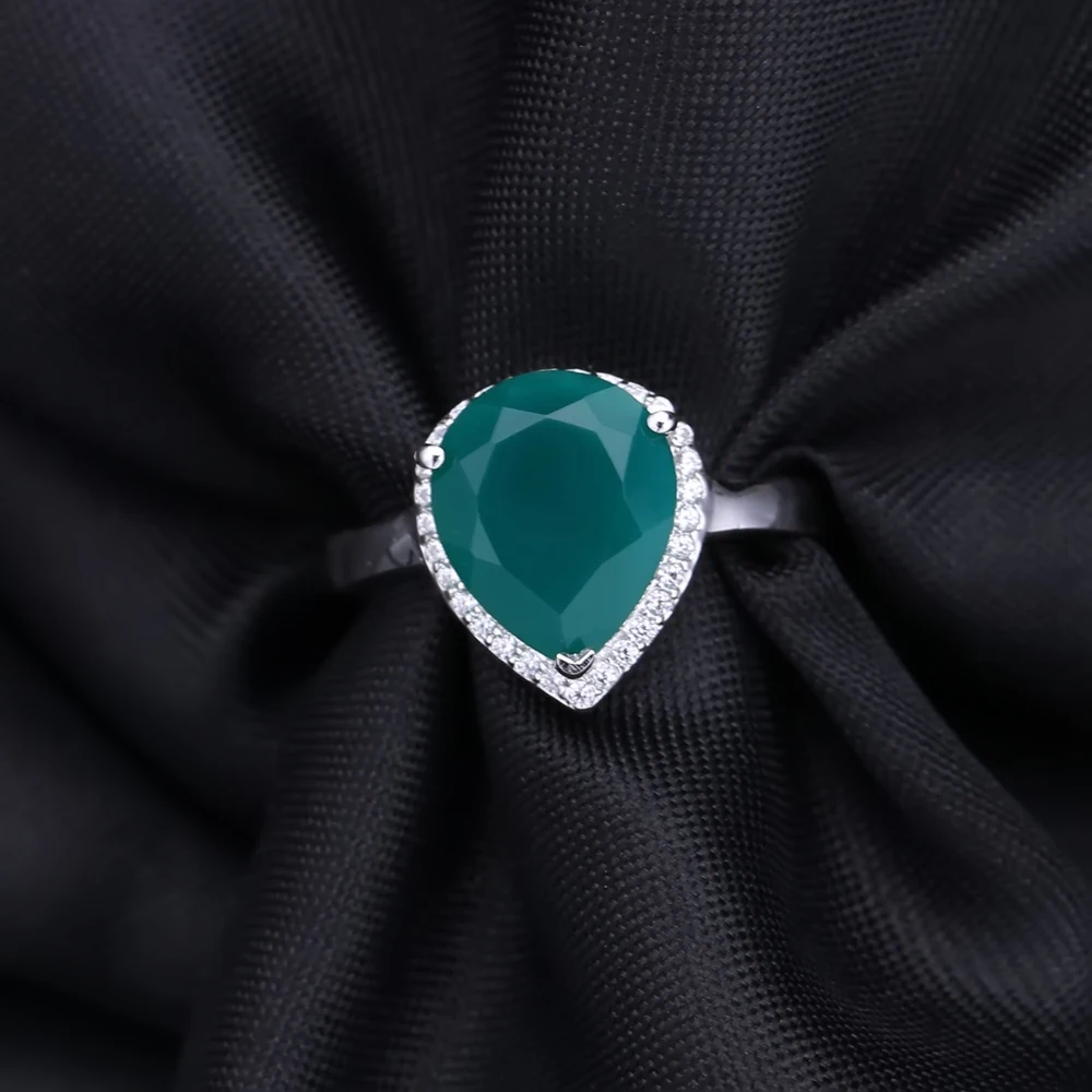 GEM'S балетные Твердые 925 пробы Серебряные Серьги с драгоценными камнями набор колец натуральный зеленый агат набор украшений для женщин винтажные ювелирные изделия